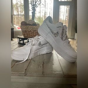 Women’s Nike air forces with zebra print detail